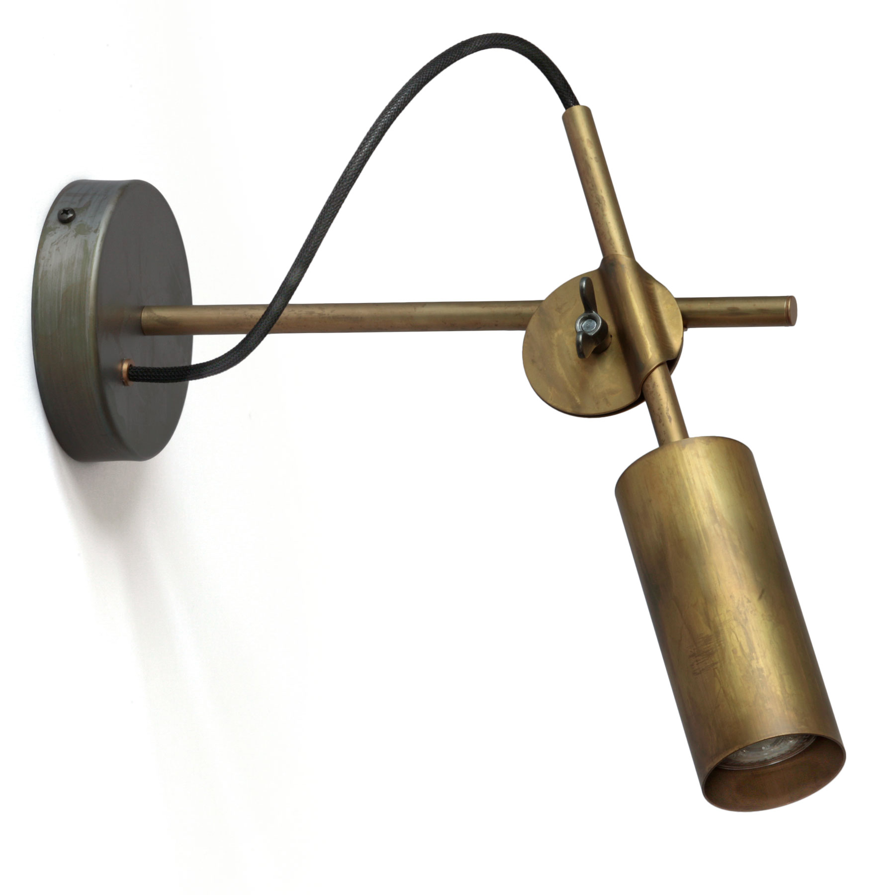 Flexibel verstellbare Strahler-Wandleuchte aus rohem Messing STAB SPOT 1 Flexibel verstellbare Strahler-Wandleuchte aus rohem Messing STAB SPOT 1