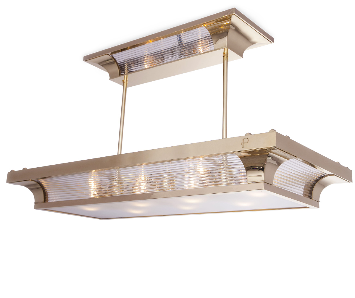 Exklusive, abgehängte Art-Déco-Deckenleuchte Exklusive, abgehängte Art-Déco-Deckenleuchte