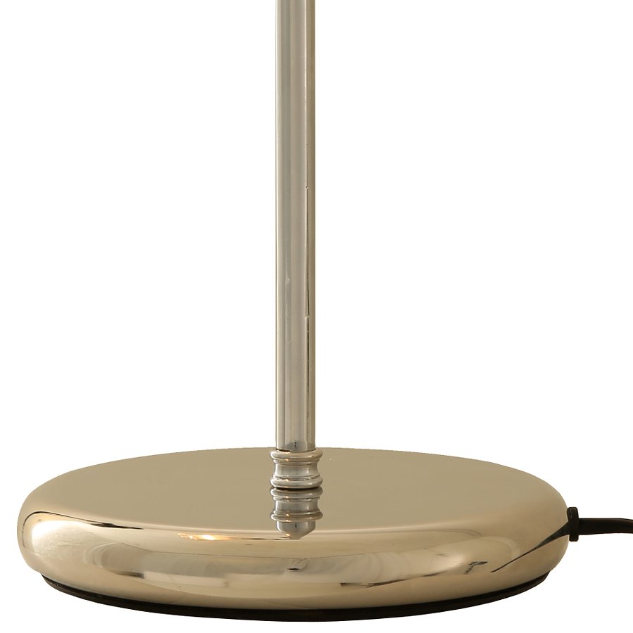 Tischleuchte mit Holophan-Glasschirm: Tischleuchte mit Holophan-Glasschirm, hier in der Ausführung Chrom poliert