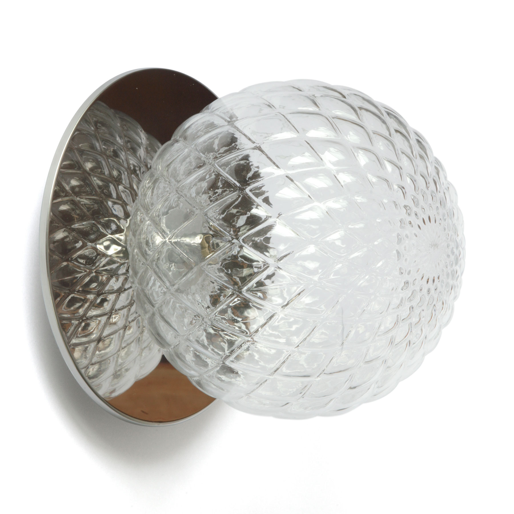 Kugel-Wandleuchte mit schönem strukturiertem Glas RHOMBS Kugel-Wandleuchte mit schönem strukturiertem Glas RHOMBS
