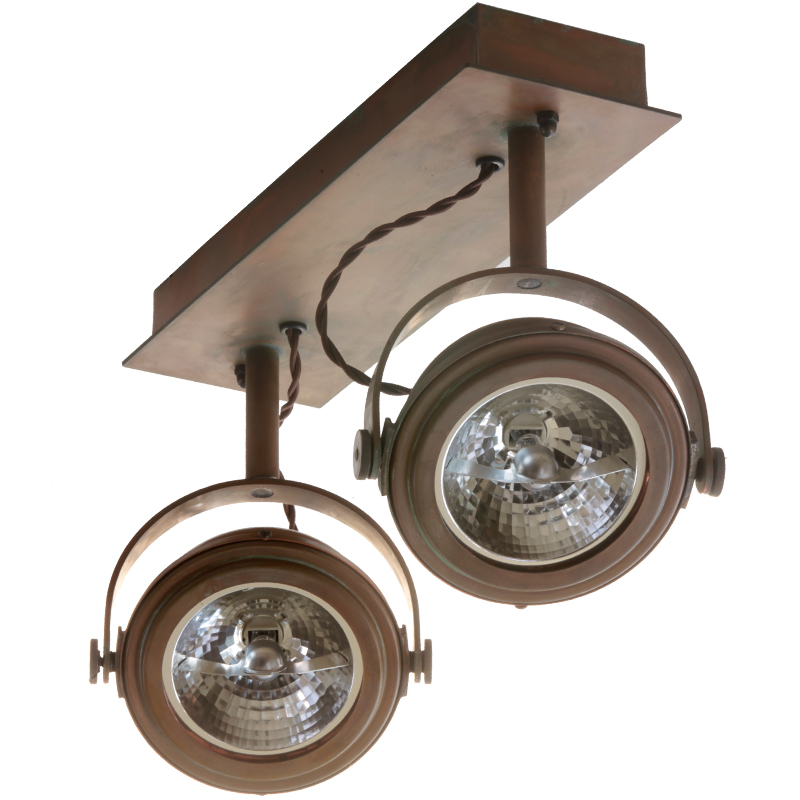 Bild 7: Der Halogen-Doppelstrahler in Kupfer patiniert LUPIN Zweiflammiger einstellbarer Deckenstrahler: Der Halogen-Doppelstrahler in Kupfer patiniert