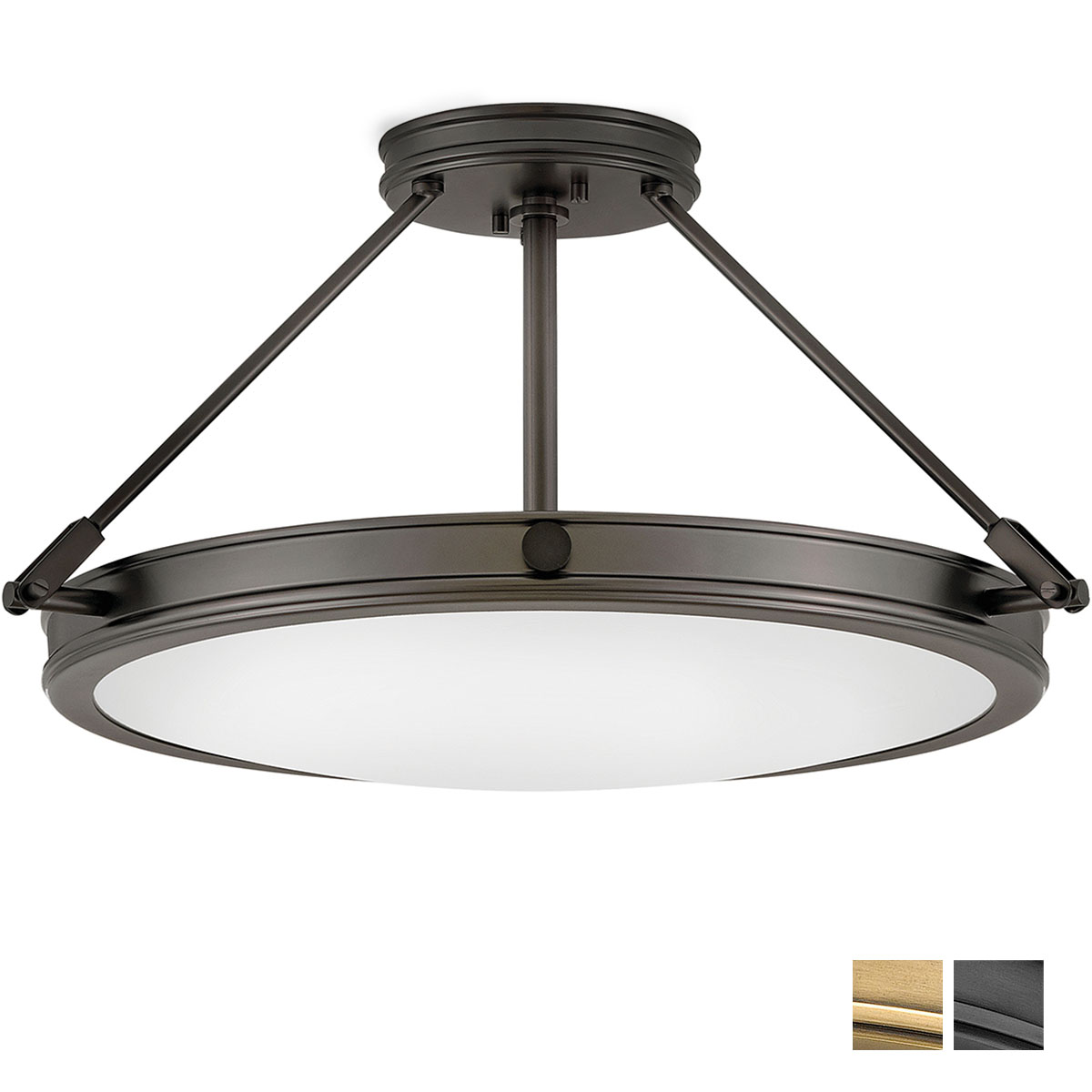 Large Suspended Ceiling Light with Opal Glass Shade, Ø 56 cm