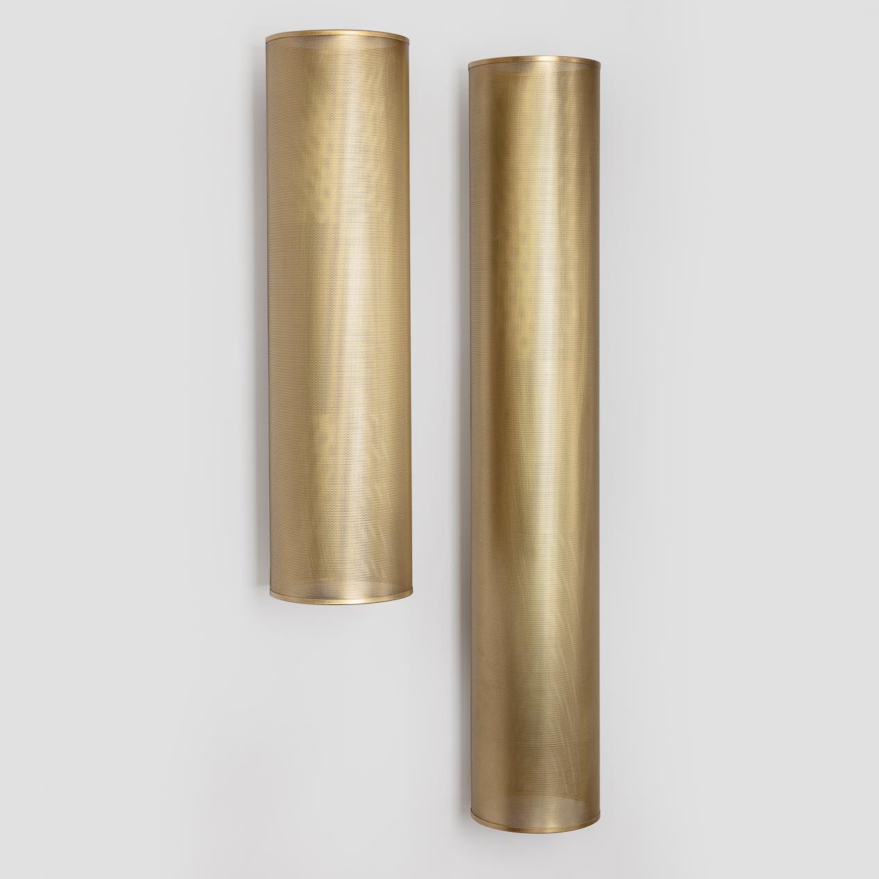 Säulen-Wandleuchte mit perforierter Blende aus Messing-Blech, Bild 9 Säulen-Wandleuchte mit perforierter Blende aus Messing-Blech, Bild 9