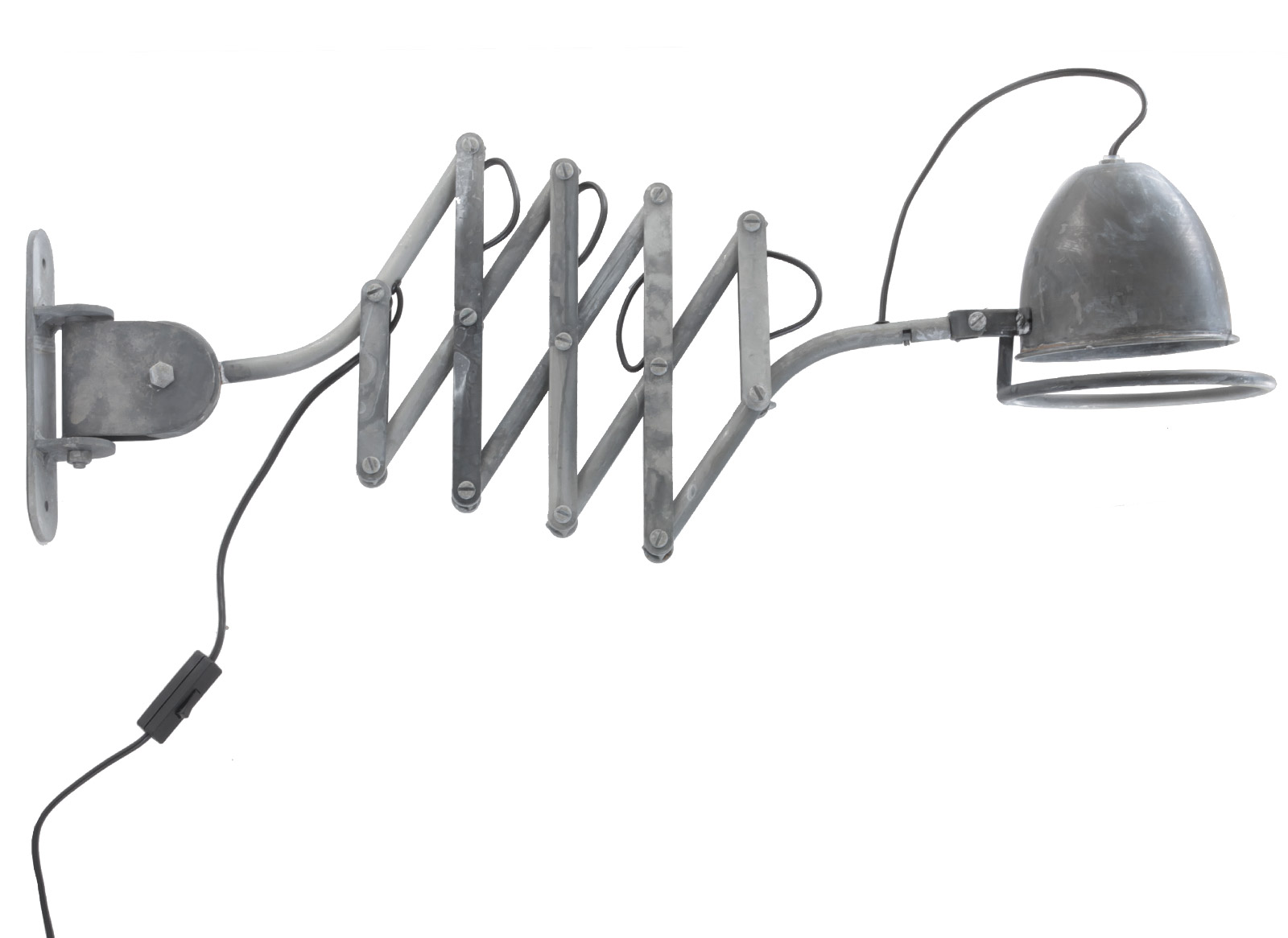 Shabby Chic: Altmodische Scherenlampe in Eisen patiniert Shabby Chic: Altmodische Scherenlampe in Eisen patiniert