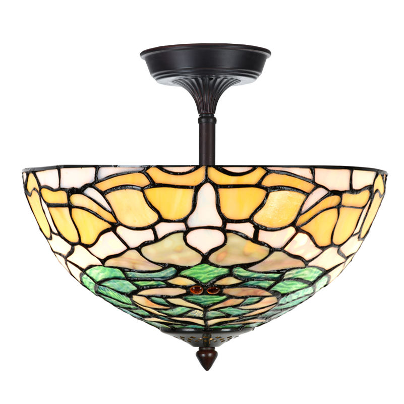 Abgehängte Tiffanyglas-Deckenleuchte Ø 30 cm Abgehängte Tiffanyglas-Deckenleuchte Ø 30 cm