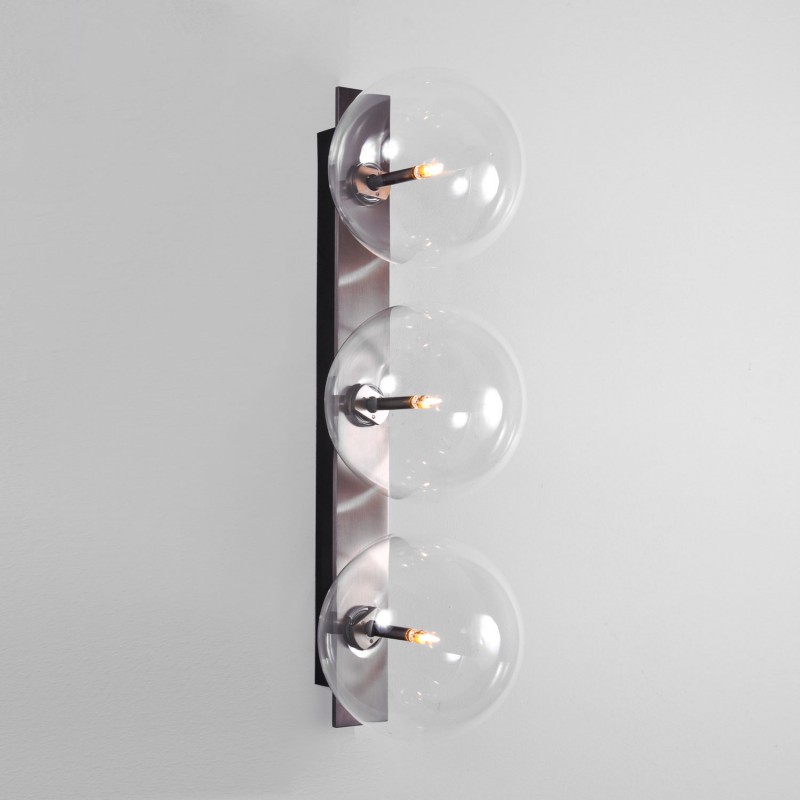 Three-flame borosilicate globe wall lamp OSLO