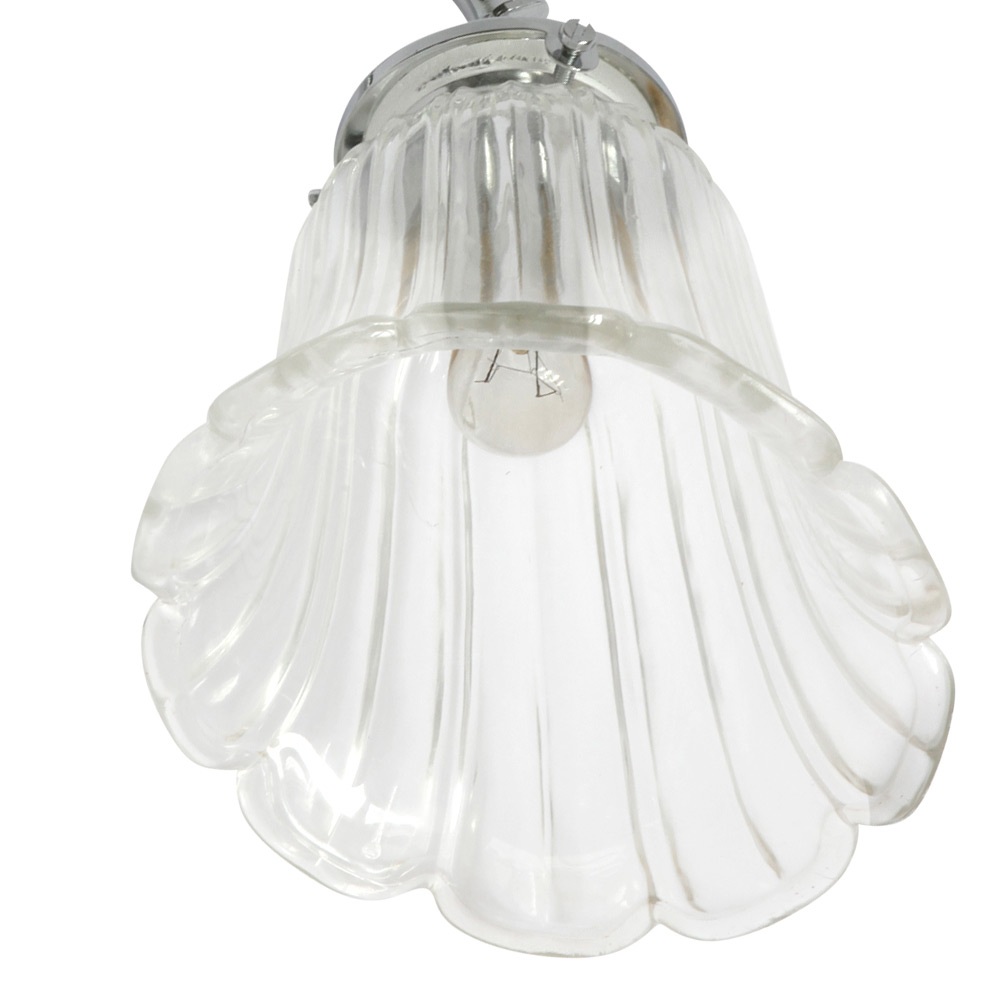 Rustikale Manufaktur-Wandlampe mit Glasschirm GRAMPA: Die Wandlampe in Chrom mit Glastyp 350