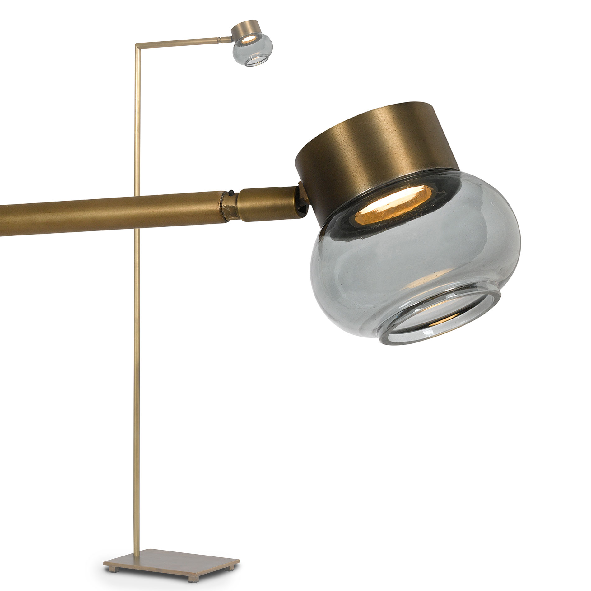 Lese-Stehleuchte VERAO mit Rauchglas und LED-Strahler, 132 cm Lese-Stehleuchte VERAO mit Rauchglas und LED-Strahler, 132 cm