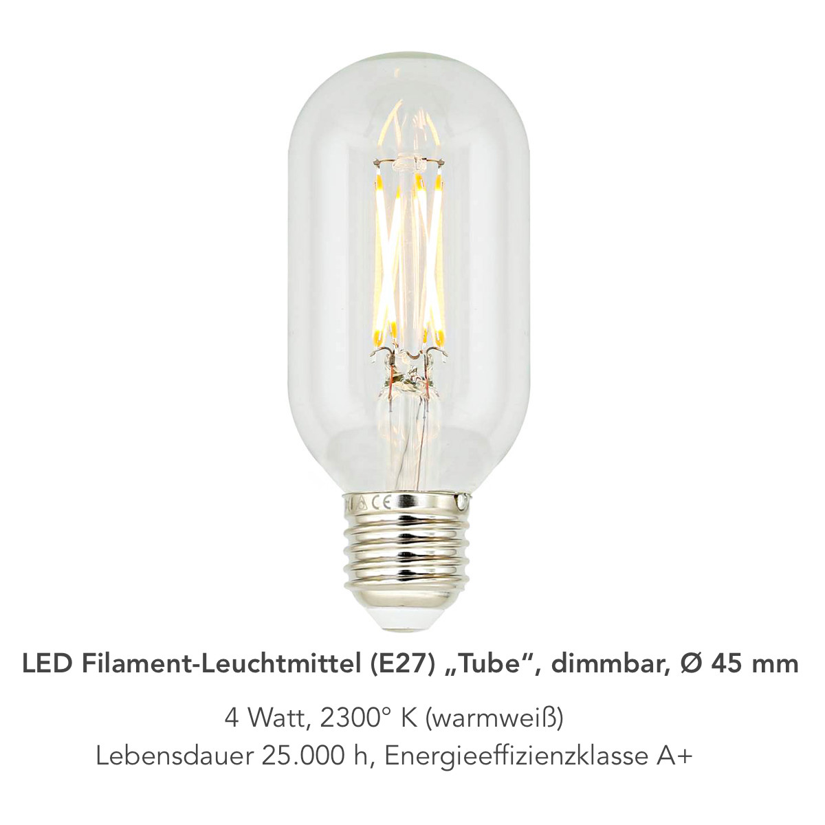 LED Filament-Leuchtmittel E27 Tube, 45 mm