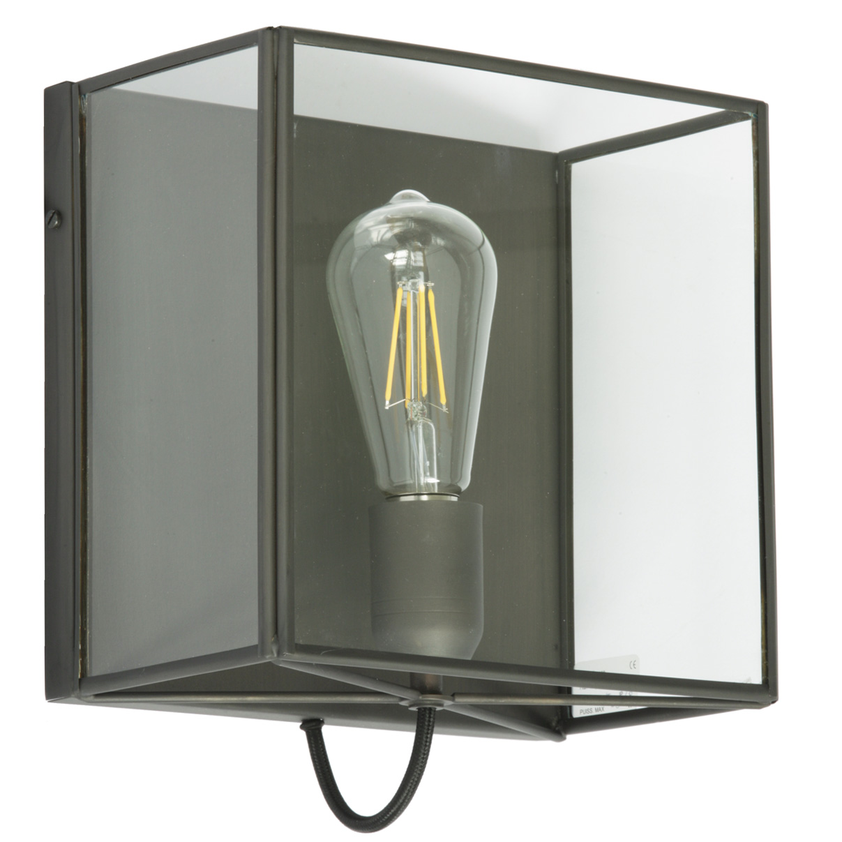 French box wall lamp made of brass and glass