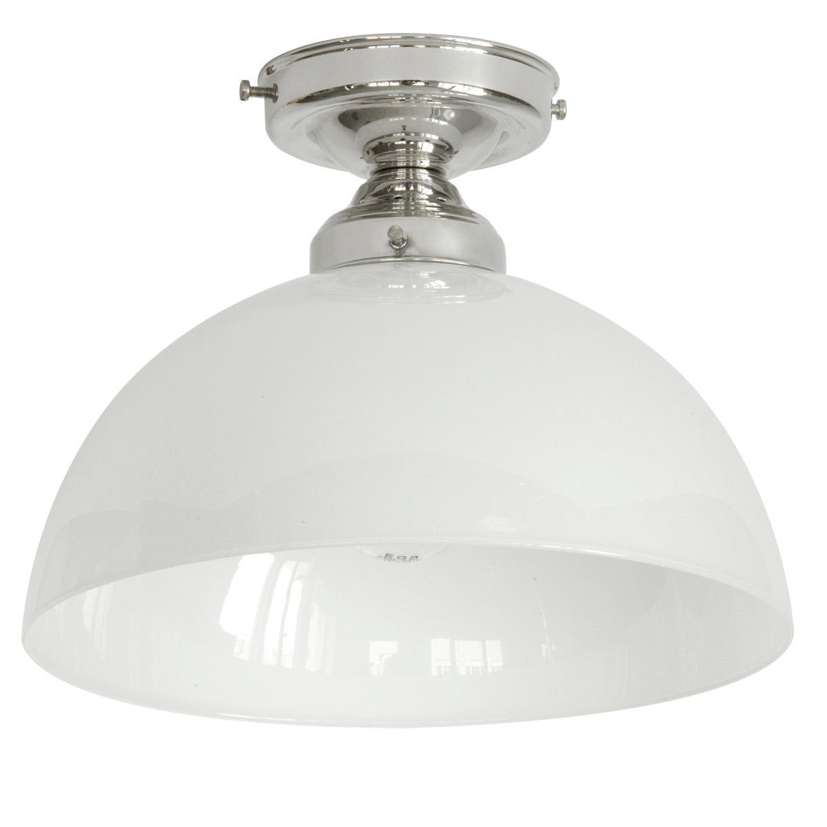 Timeless brass ceiling light with semi-spherical glass