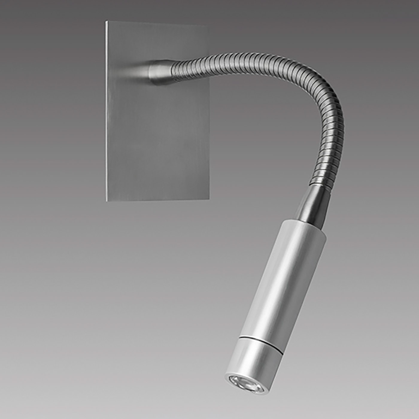 Lese-Wandstrahler mit Flexarm zur Einbau-Montage AL44: Das Modell ohne Schalter in Nickel matt satiniert.
