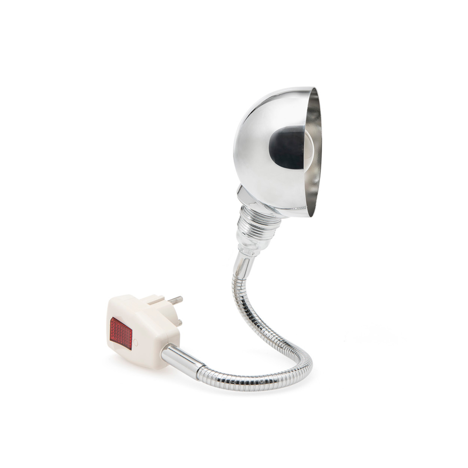 Steckerleuchte GLÜHWÜRMCHEN CHROM mit Halbkugel-Reflektor, Bild 2 Steckerleuchte GLÜHWÜRMCHEN CHROM mit Halbkugel-Reflektor, Bild 2