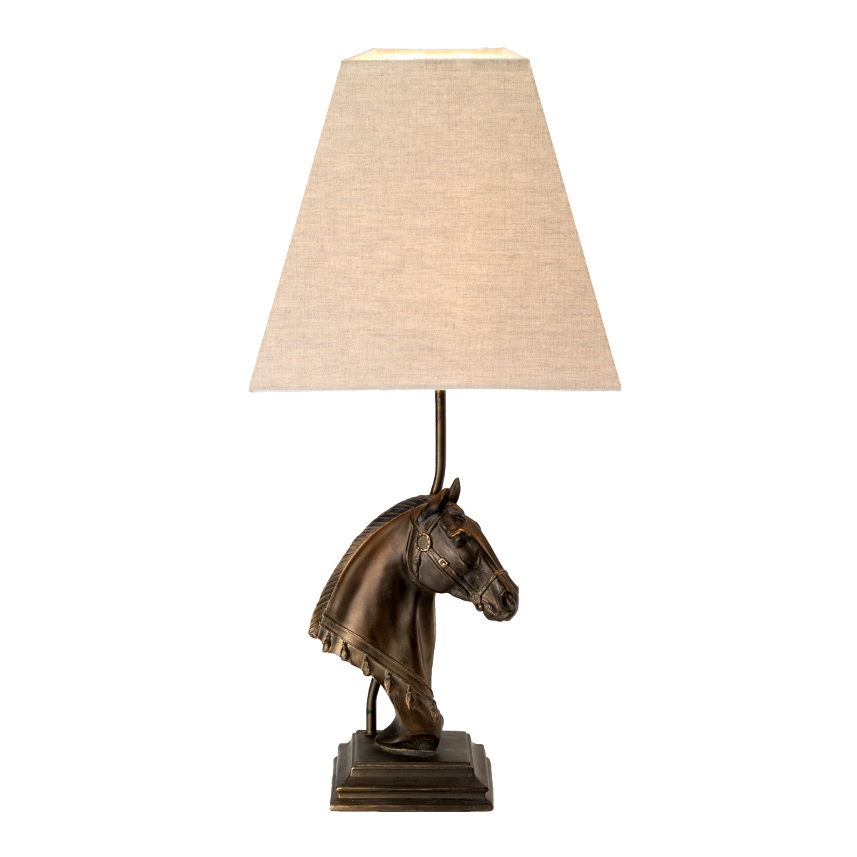 Bronze-Coloured Table Lamp with Horse Bust