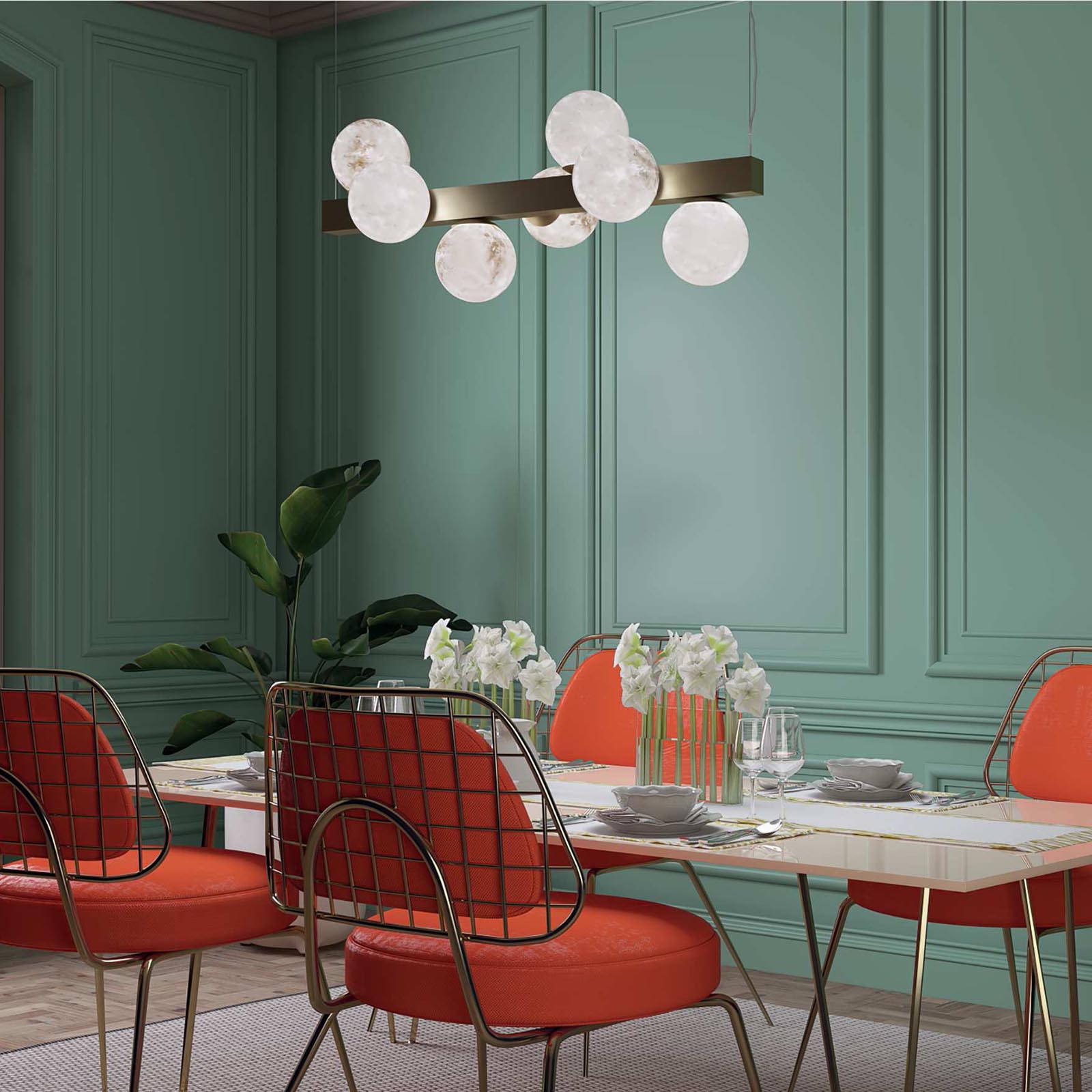 Bild 4: 09 dunkelblau glänzend Balken-Leuchter mit sieben Alabaster-Kugeln DIONISO: 09 dunkelblau glänzend