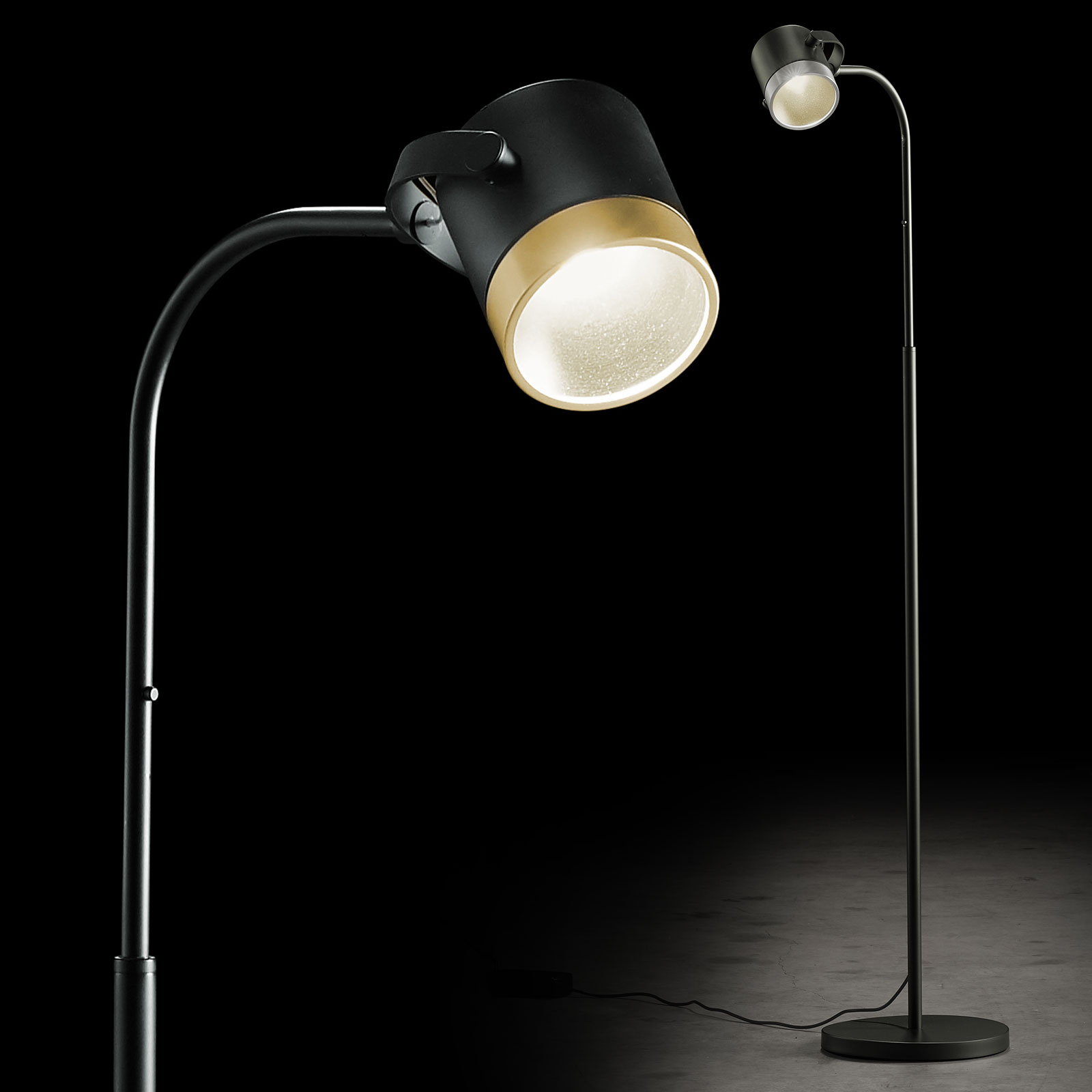 Moderne LED-Stehleuchte AURA S mit verschiedenen Reflektoren Moderne LED-Stehleuchte AURA S mit verschiedenen Reflektoren