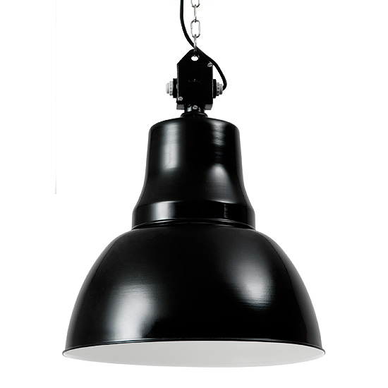 Bild 5: Hier das Modell mit 350 mm Durchmesser, mit Kabelbox zur Reihenschaltung DRESDEN Pendel-Fabrikleuchte aus Stahl: Hier das Modell mit 350 mm Durchmesser, mit Kabelbox zur Reihenschaltung