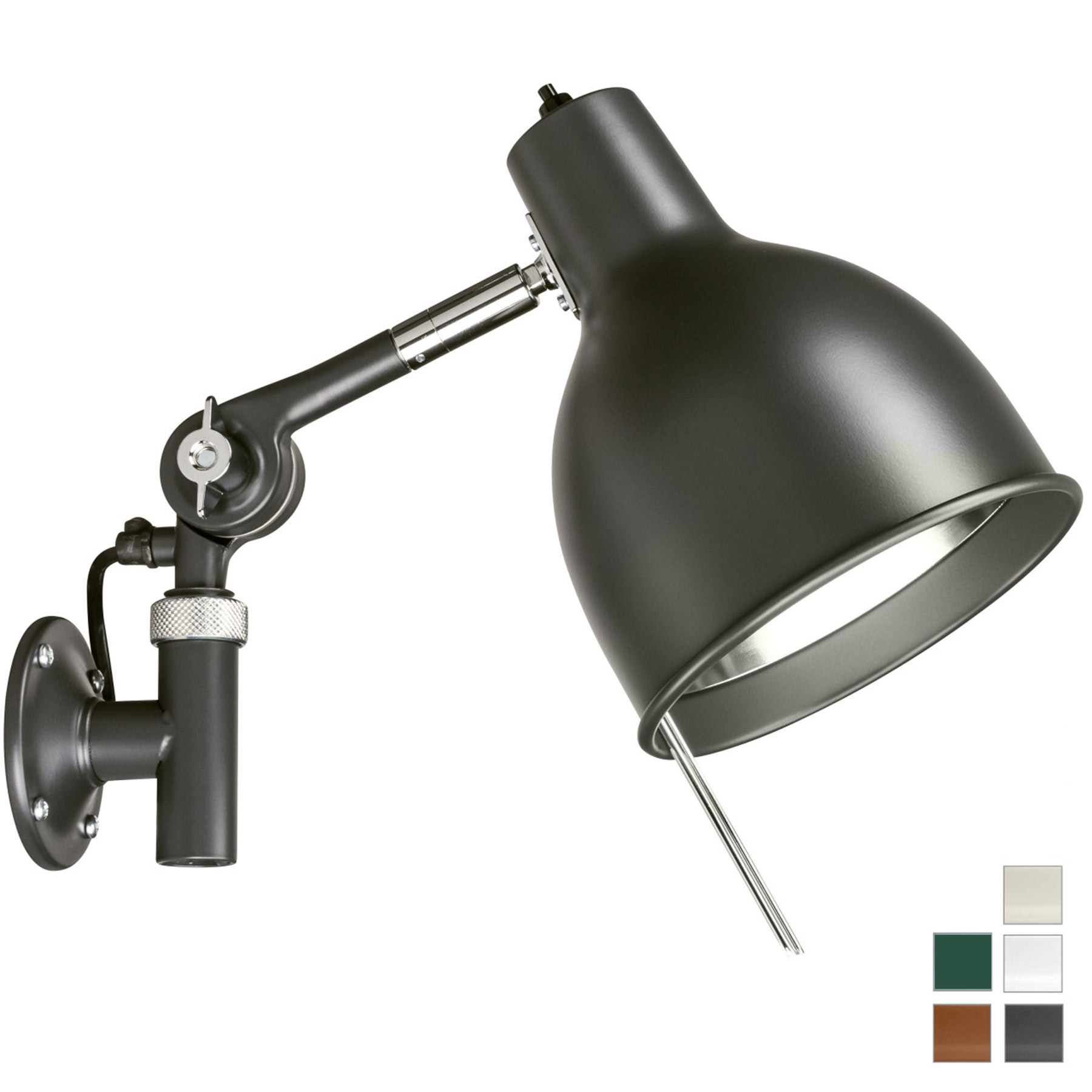 Verstellbare Werkstatt-Wandlampe aus Schweden PJ71: Robust und funktional: Die verstellbare Wandlampe Örsjö PJ71 (Version mit externer Zuleitung)