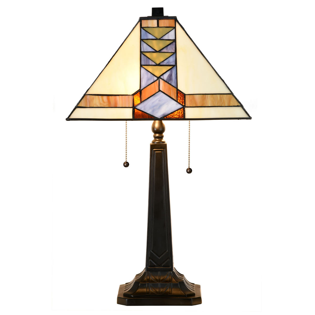 Large table light with grafical Tiffany glass decor