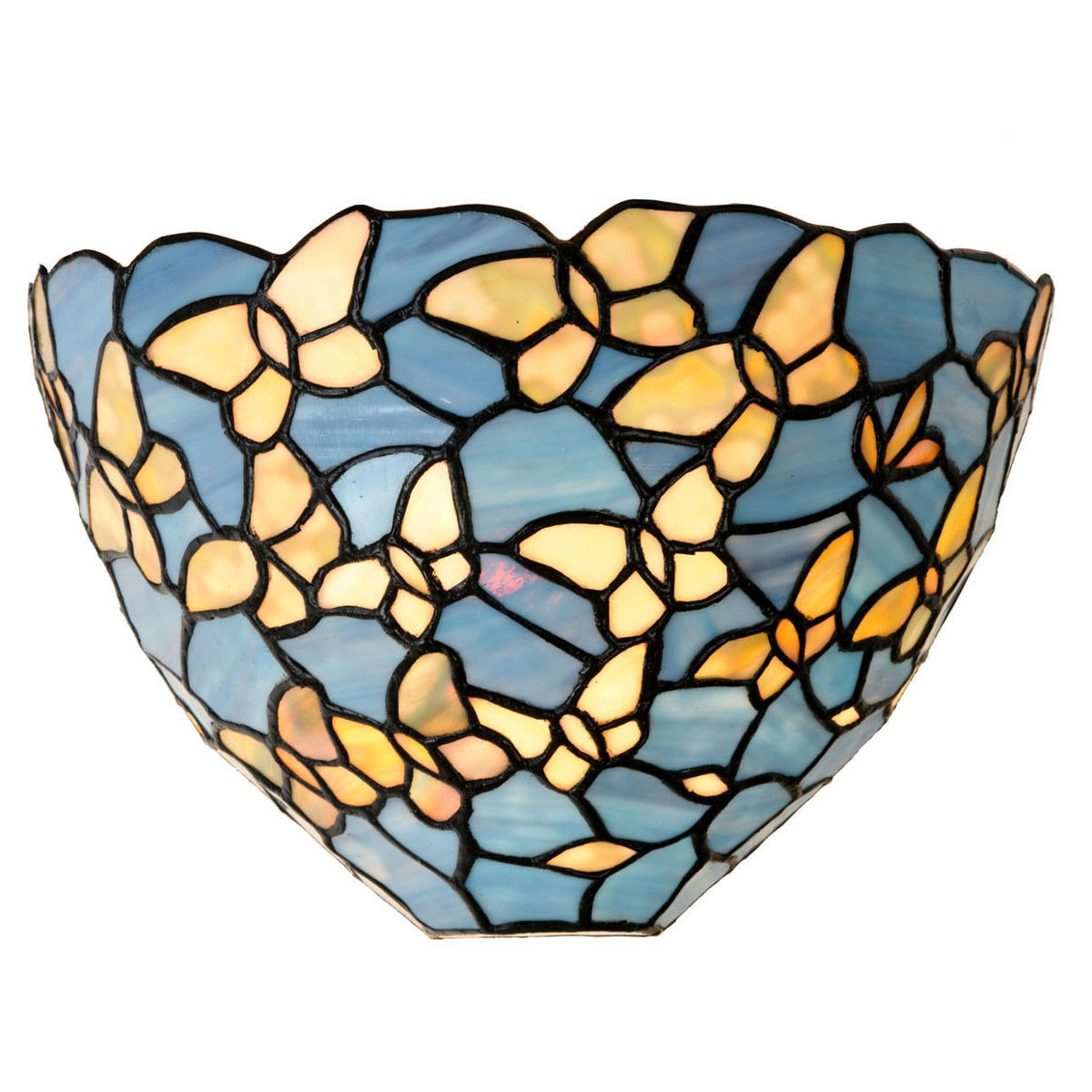 Halbschalen-Wandleuchte aus Tiffany-Glas, Schmetterlingsmotiv – Casa Lumi