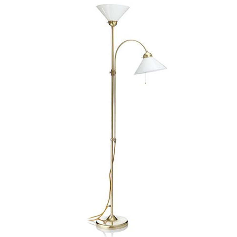 Floor Lamp With Separate Reading Light Arm and Cone Glass Shades