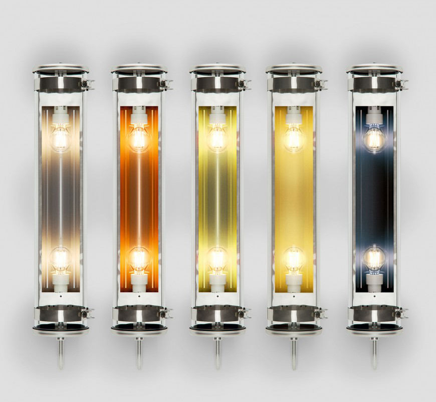 Glasröhren-Leuchte RIMBAUD, Ø 13 cm: Glasröhrenleuchte ohne Gewebe-Abschirnung in allen Farben