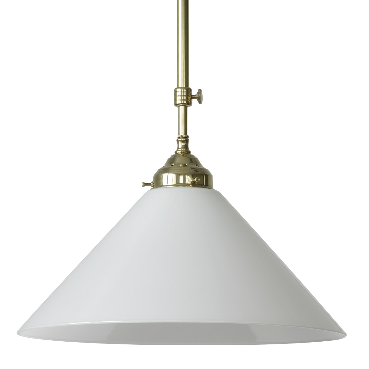 Simple rod pendant light with conical glass