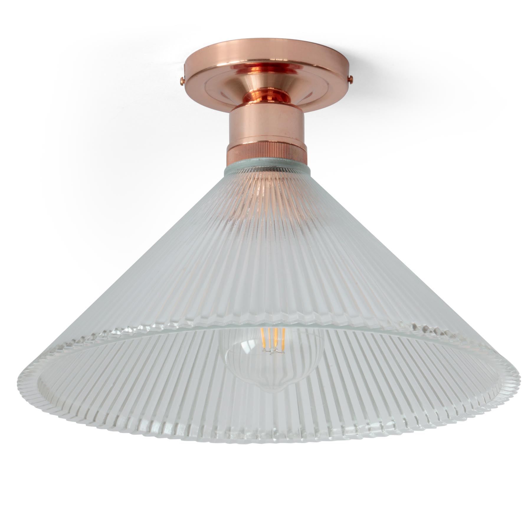 Deckenlampe mit prismatischem Kegel-Glasschirm Ø 30 cm Deckenlampe mit prismatischem Kegel-Glasschirm Ø 30 cm