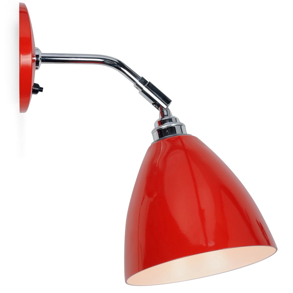 Einstellbare, rote Gelenk-Wandlampe im Retro-Stil: Praktische Gelenk-Wandlampe, Schirm und Wandteil in Rot (RAL3020)